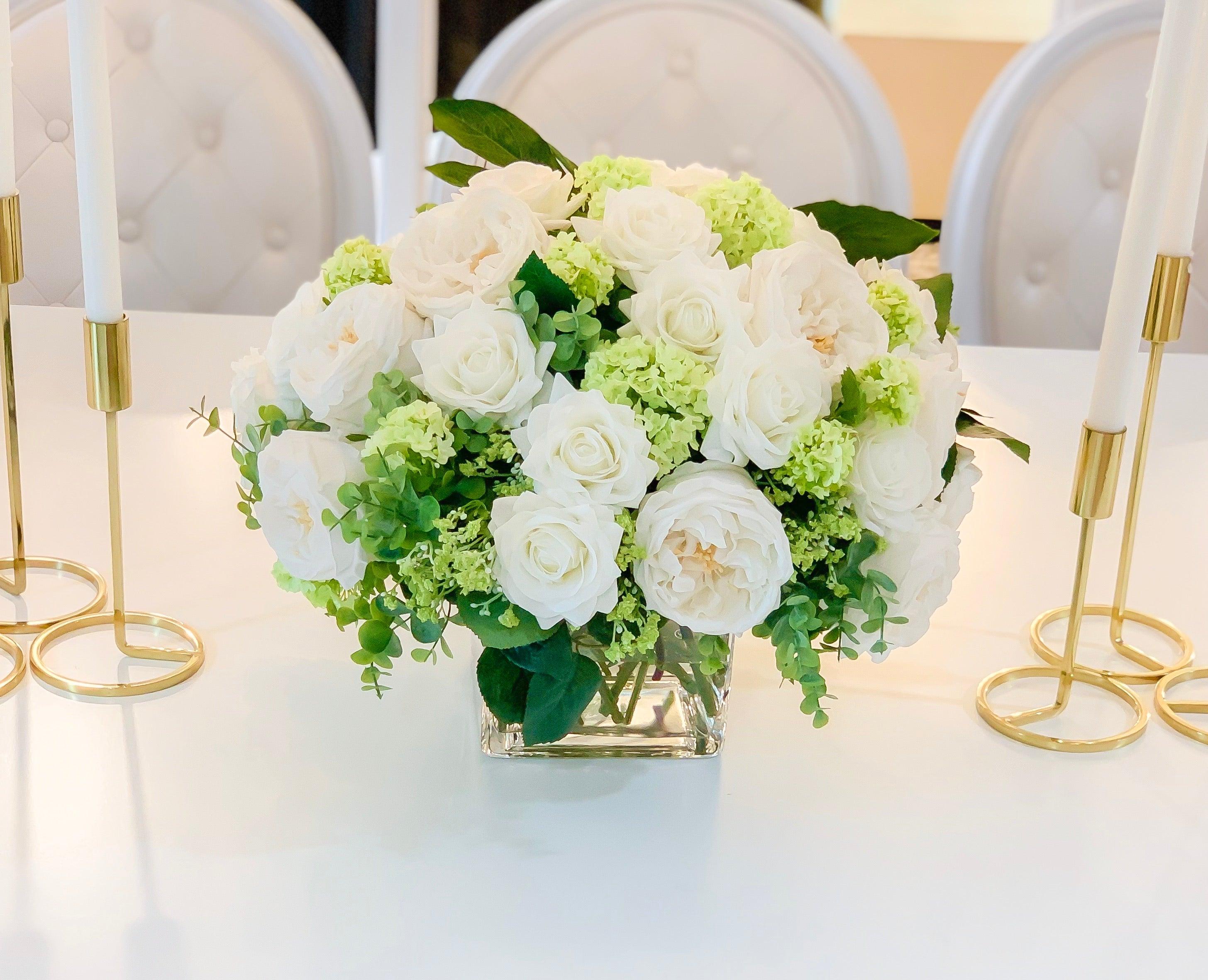 XXL Real Touch Centerpiece - Large Dining- White Real Touch Floral Arrangement-Faux Flowers-Lobby Arrangement - Flovery