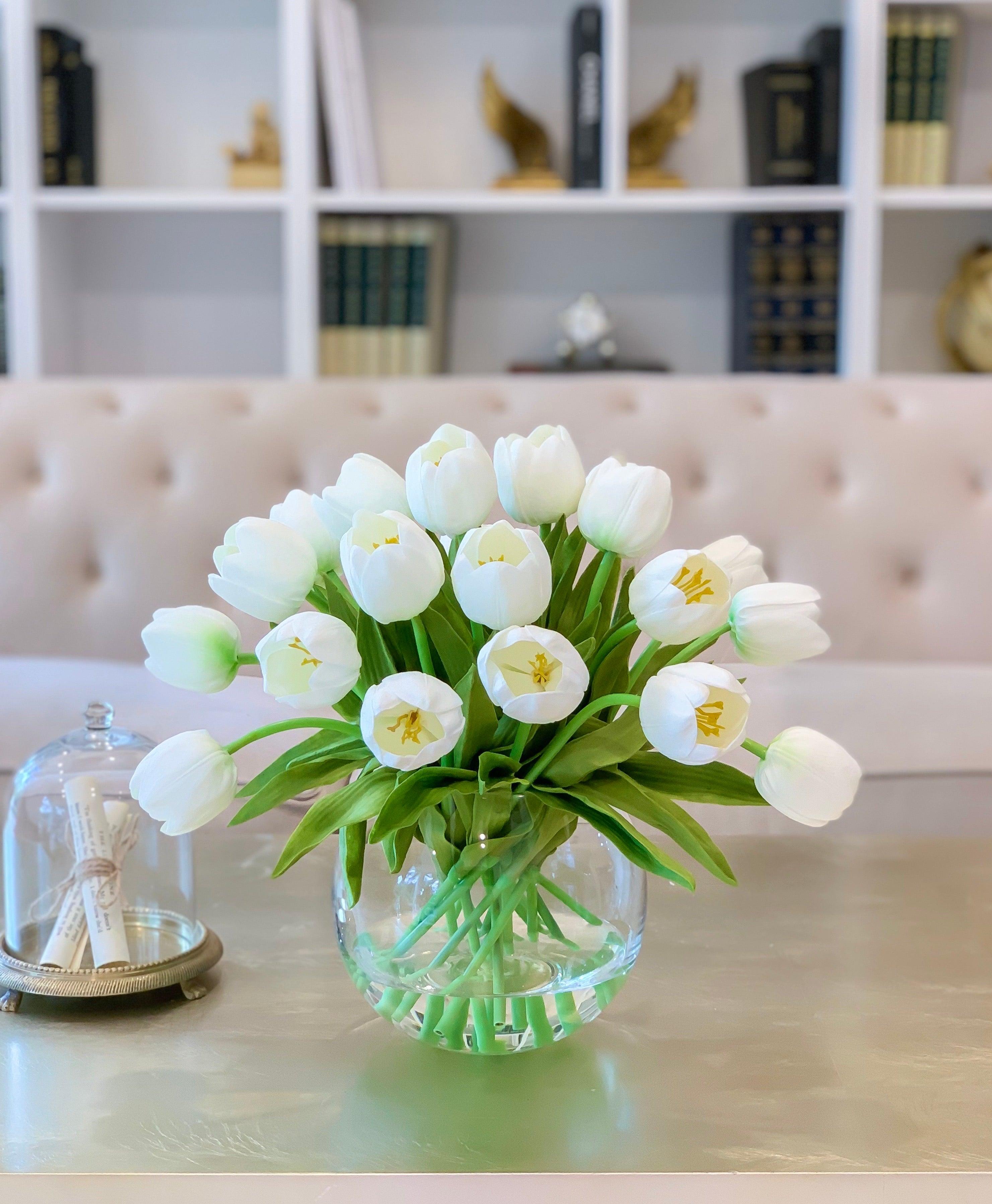 Large Table Centerpiece-Tulips Table Centerpiece-Large Tulip Artificial Flower Arrangement-Real Touch Tulip Flower Arrangement Home Decor - Flovery