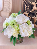 All Real Touch Peonies , Hydrangea Centerpiece Arrangement - Flovery