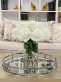 Tall Silk Flower Arrangement-Real Touch Cream Rose Centerpieces-Floral Arrangement-Faux Rose Centerpiece-Table Arrangement-Tall Arrangement - Flovery