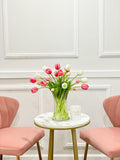 Real Touch Pink White Tulip Centerpiece
