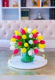 13-in Yellow Red Faux Tulip Centerpiece - Flovery