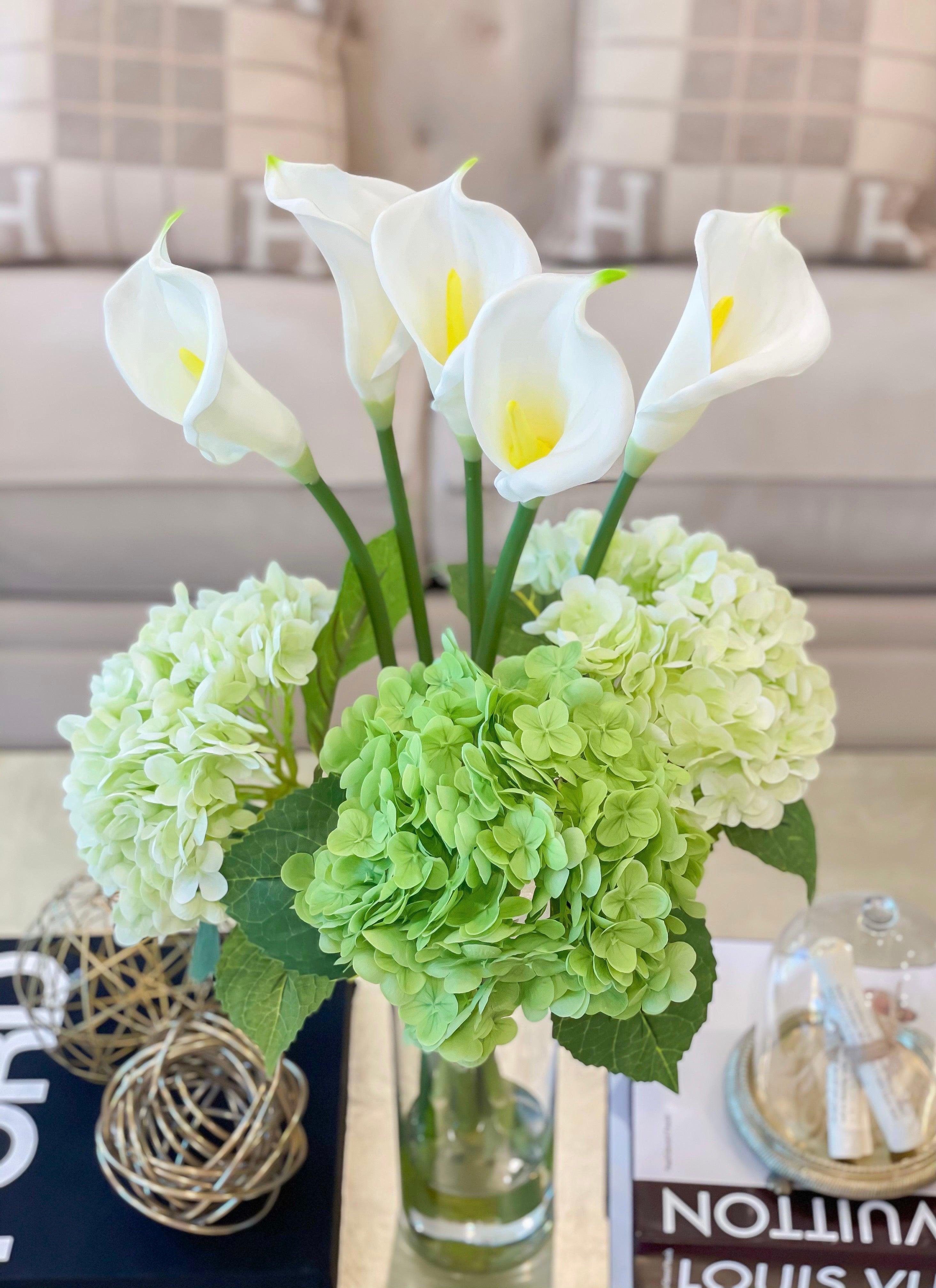 Tall Calla Lily Hydrangea Real Touch Flower Arrangement - Flovery