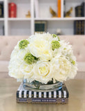 Large Real Touch Centerpiece-White Real Touch Roses-Peonies-Hydrangea Arrangement Dining Room-White Floral Arrangement-Luxury Faux Flowers - Flovery