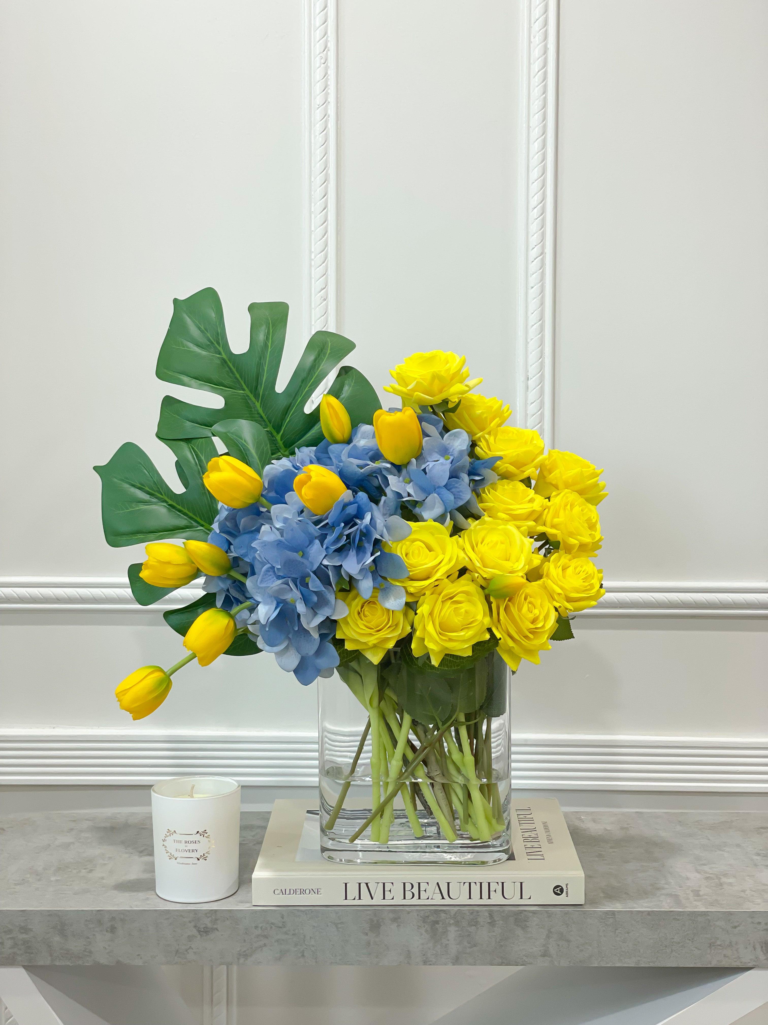 Love Ukraine Blue Yellow Rose Arrangement - Flovery