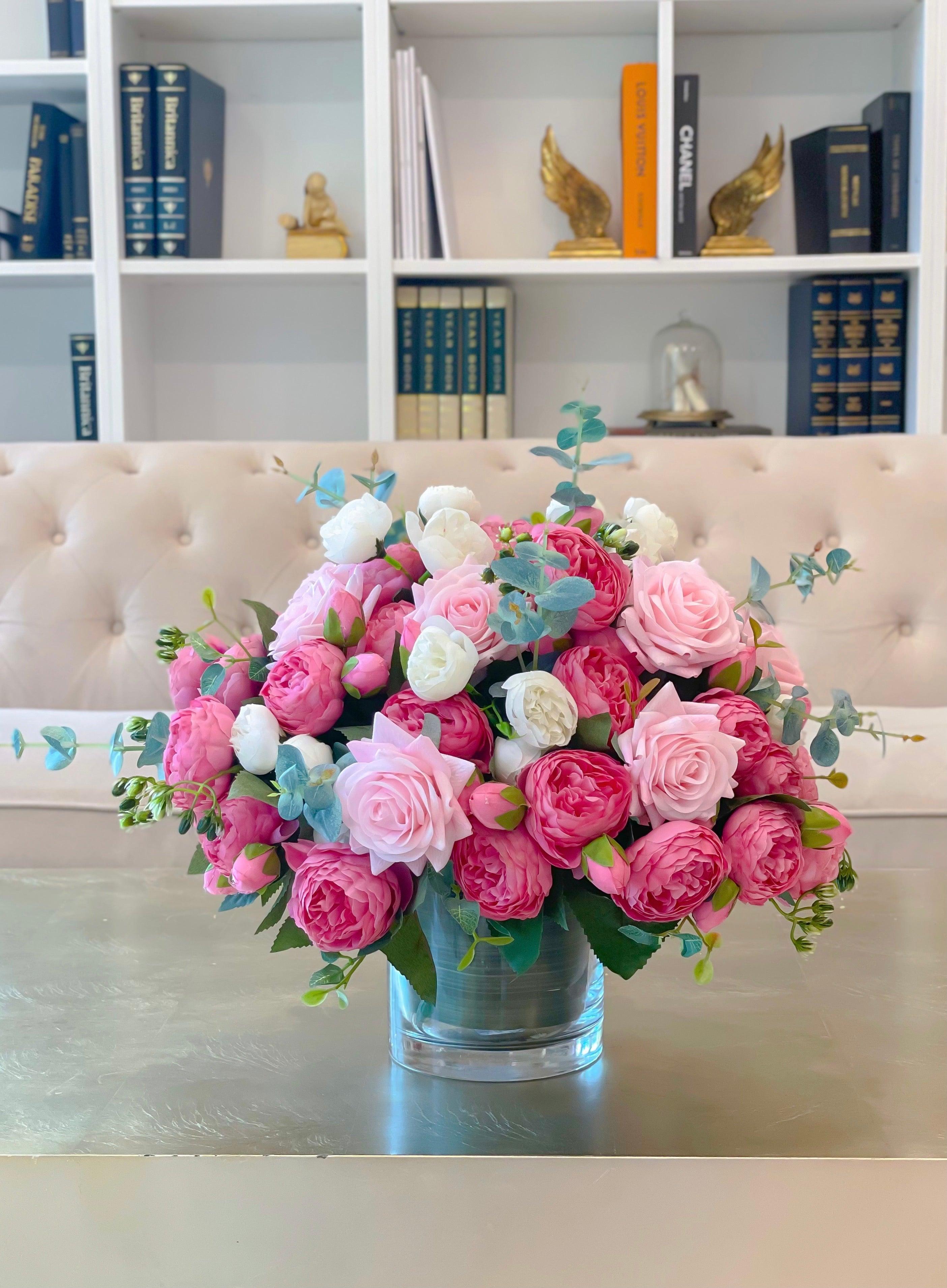 Large Pink Rose Peony Centerpiece - Flovery
