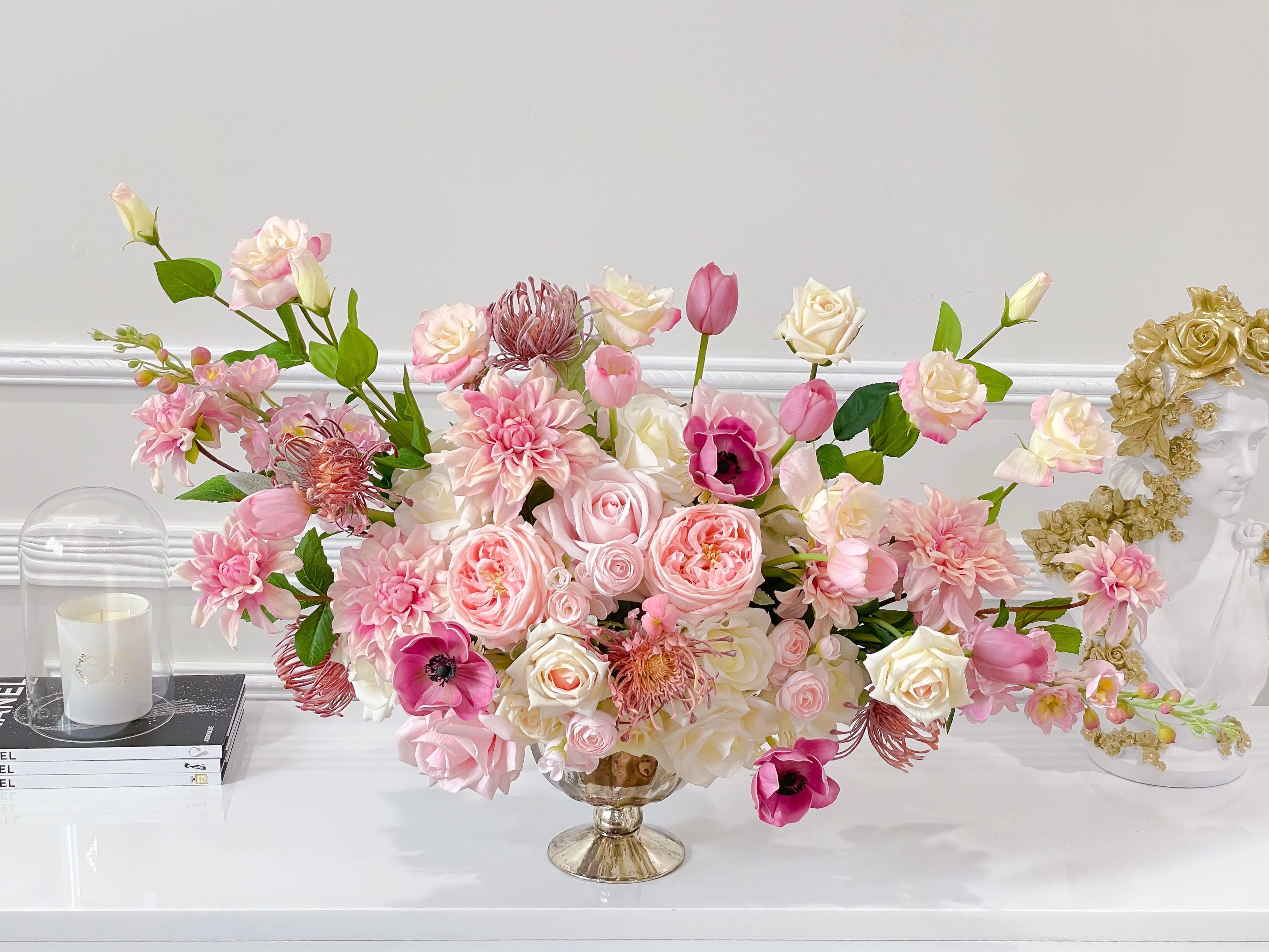 Large French Country Pink Real Touch Flower Arrangement - Flovery