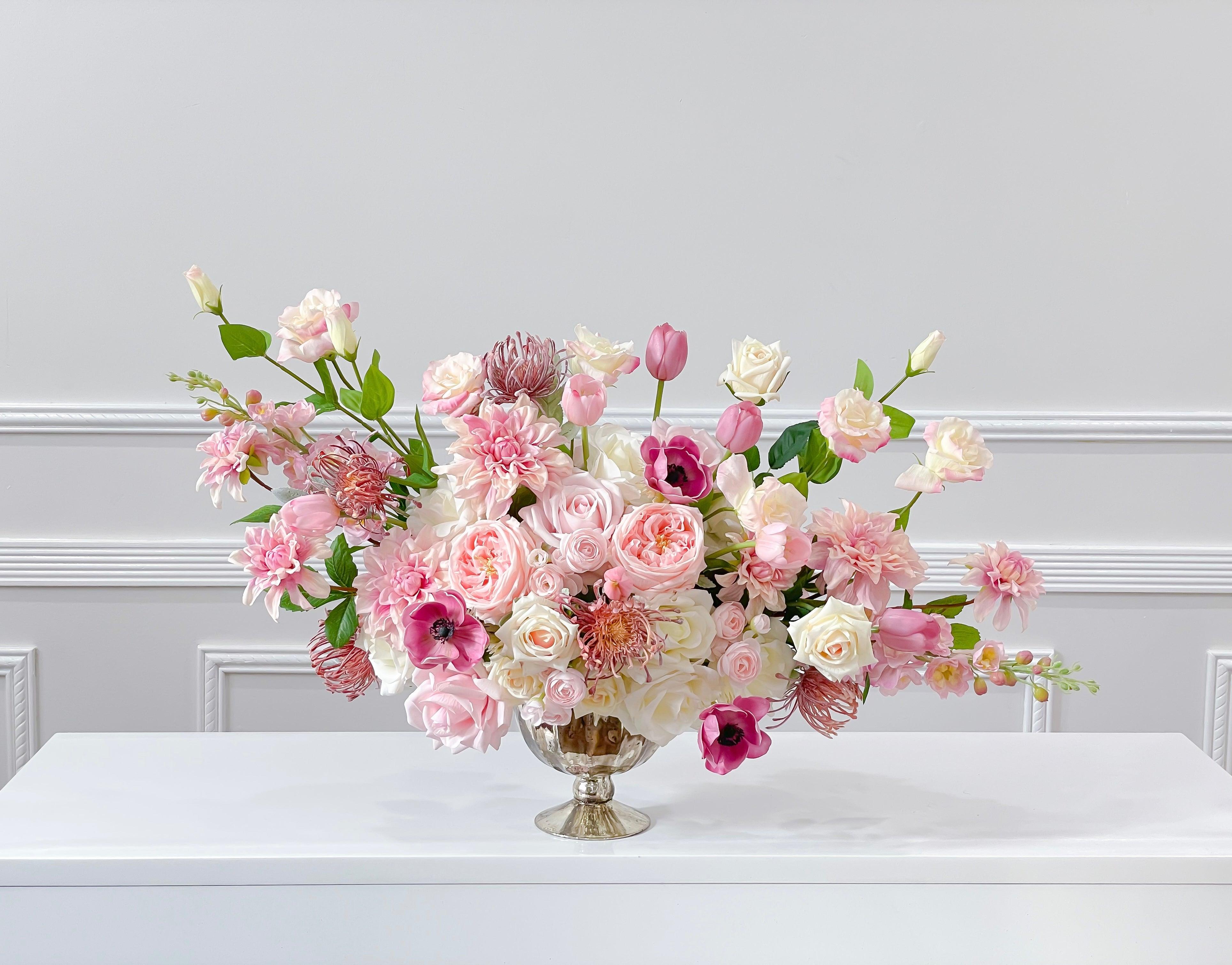 Large French Country Pink Real Touch Flower Arrangement - Flovery
