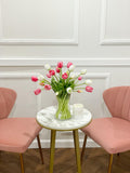 Real Touch Pink White Tulip Centerpiece - Flovery