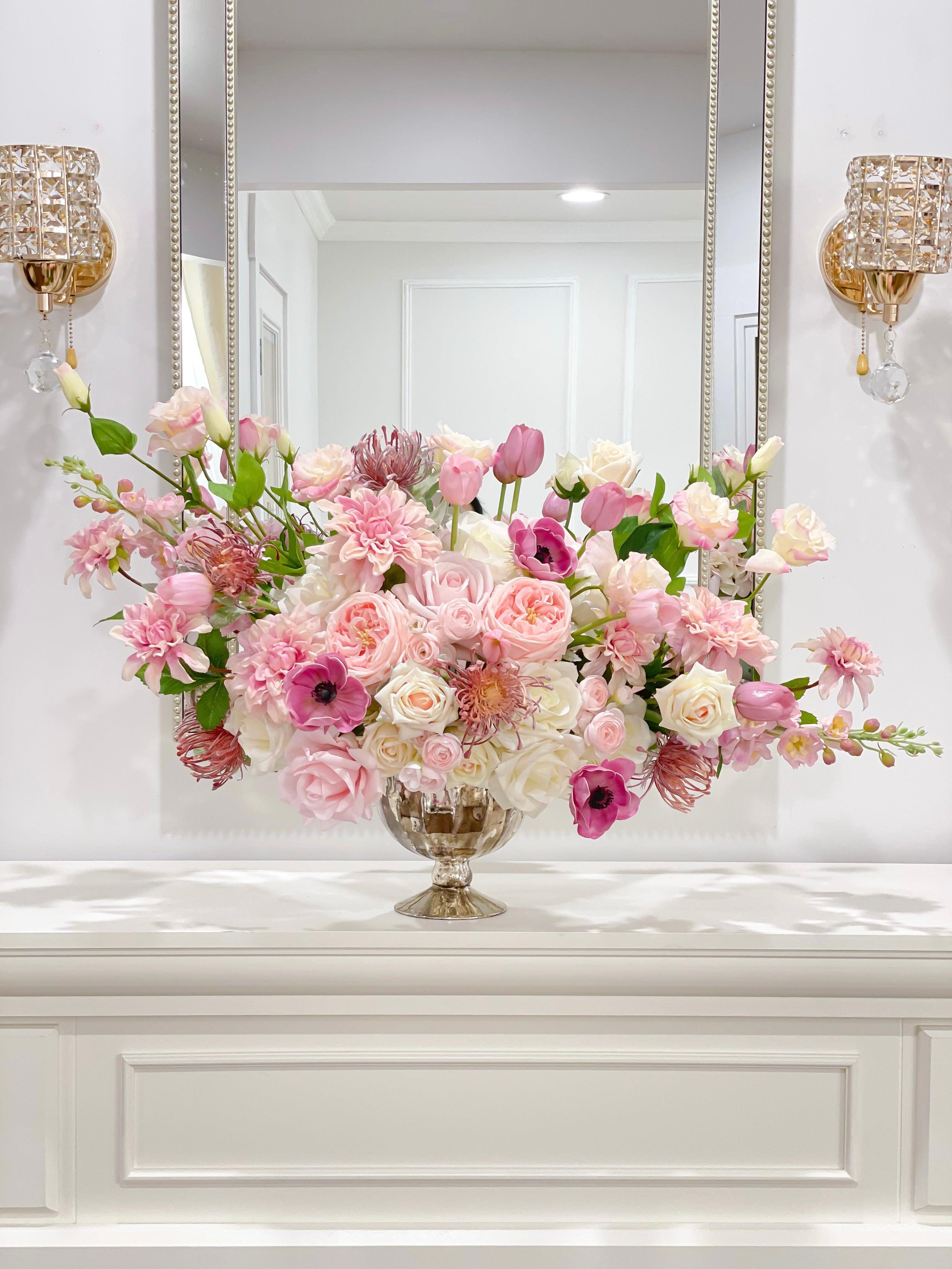 Large French Country Pink Real Touch Flower Arrangement - Flovery