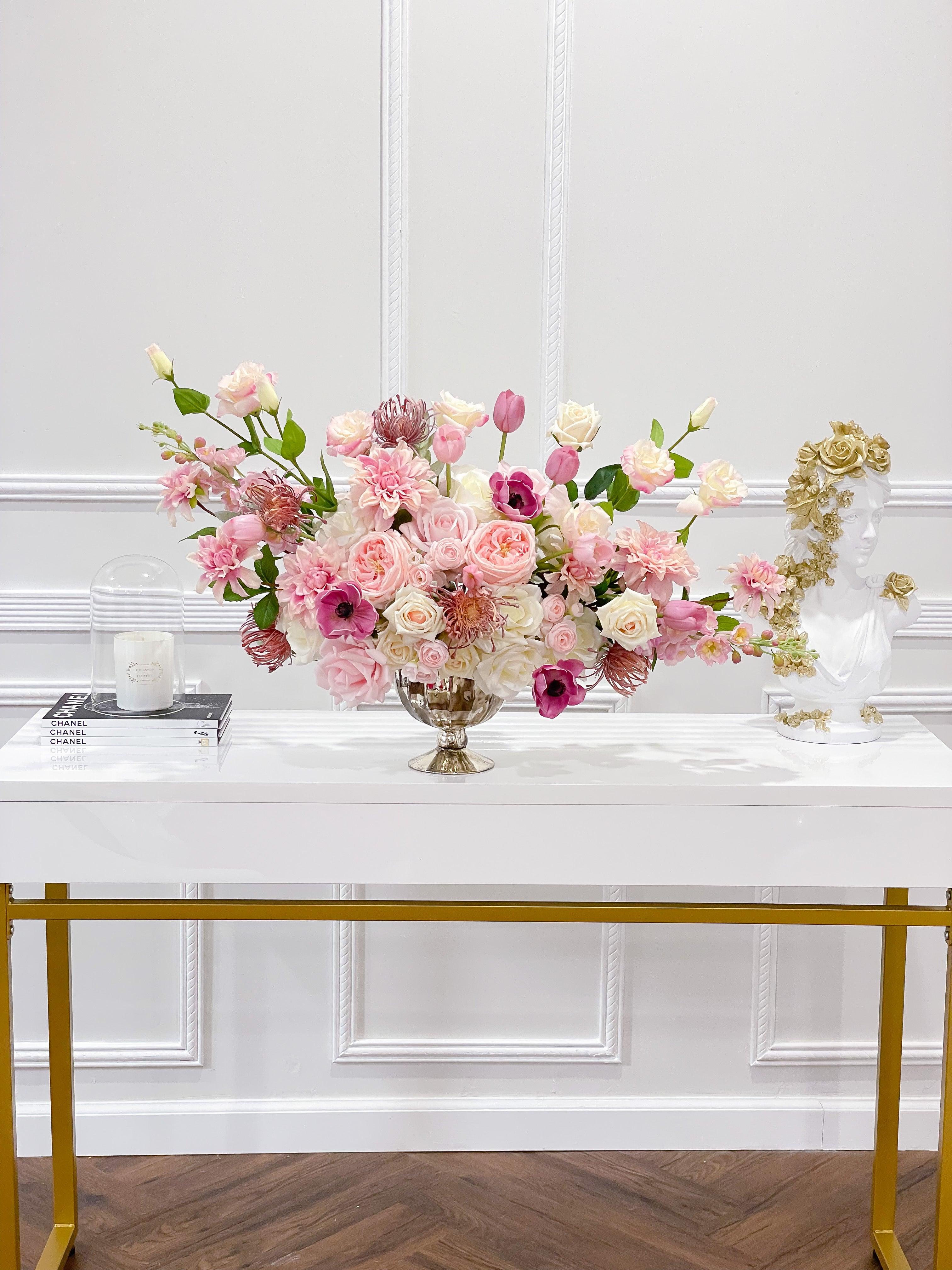 Large French Country Pink Real Touch Flower Arrangement - Flovery