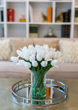 Large White Real Touch Tulip Arrangement-40 Tulips Centerpiece-Real Touch Flower Arrangement-Silk Flower Arrangement-Home Decor Arrangement - Flovery