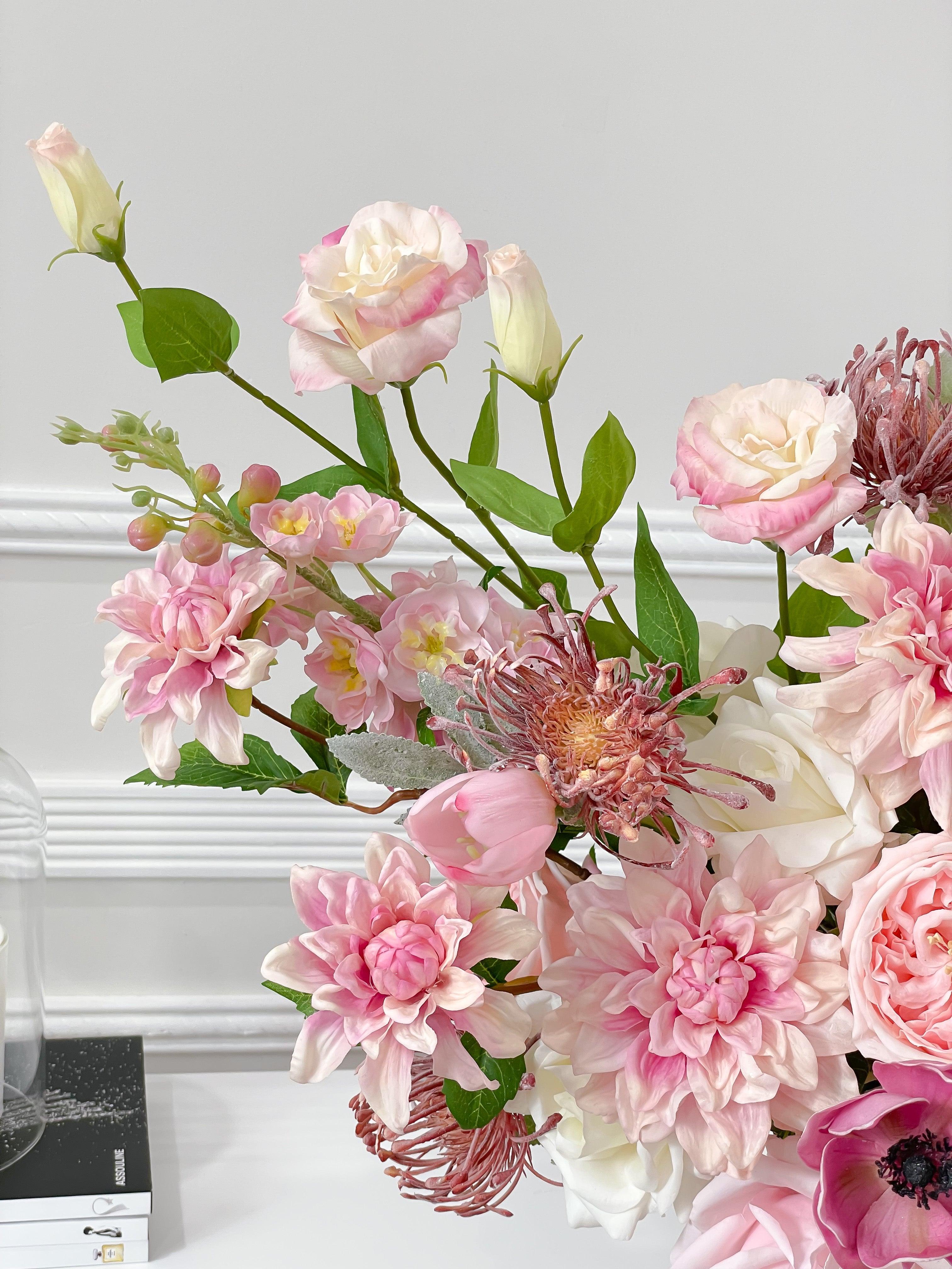 Large French Country Pink Real Touch Flower Arrangement - Flovery