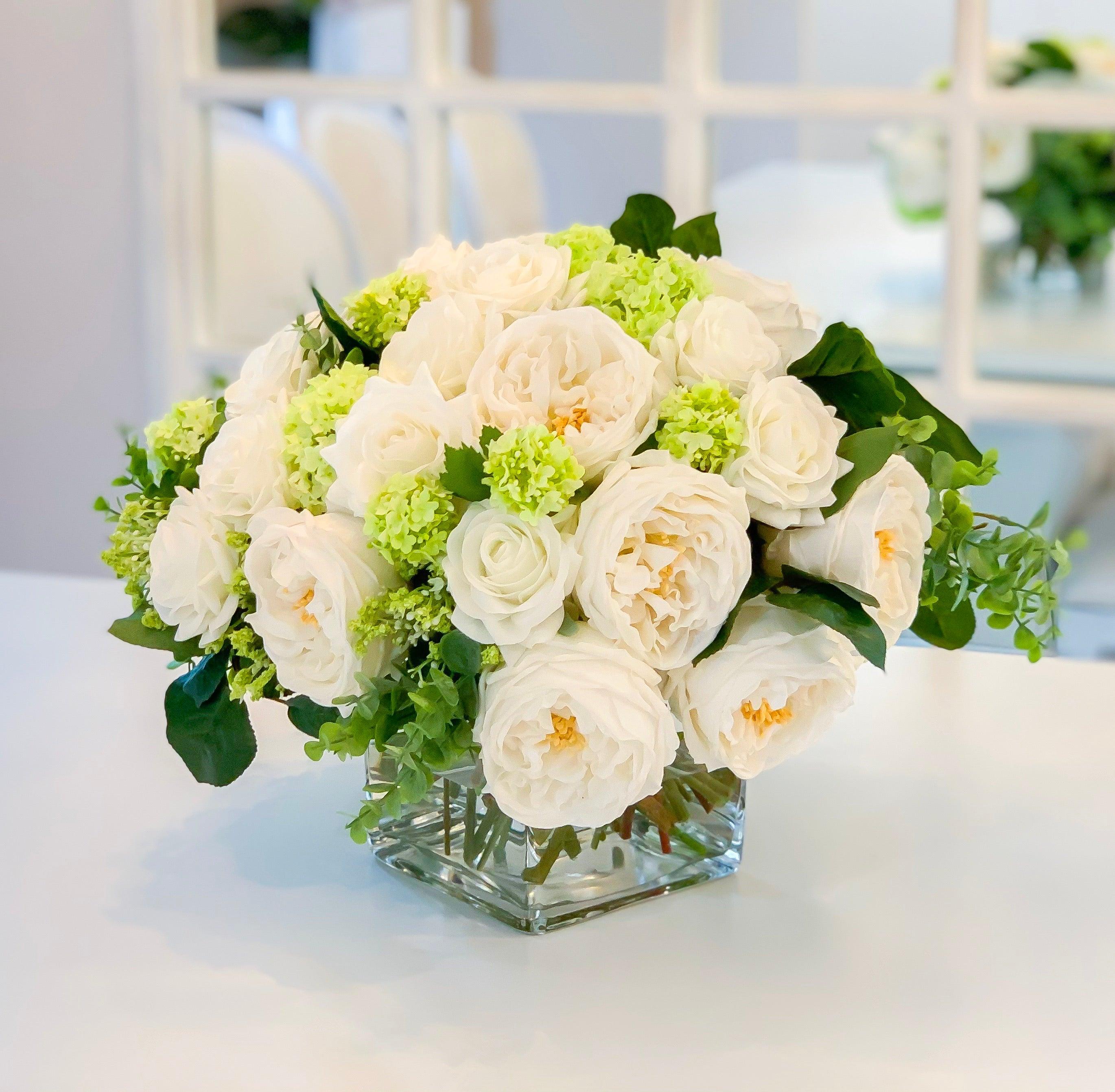 XXL Real Touch Centerpiece - Large Dining- White Real Touch Floral Arrangement-Faux Flowers-Lobby Arrangement - Flovery