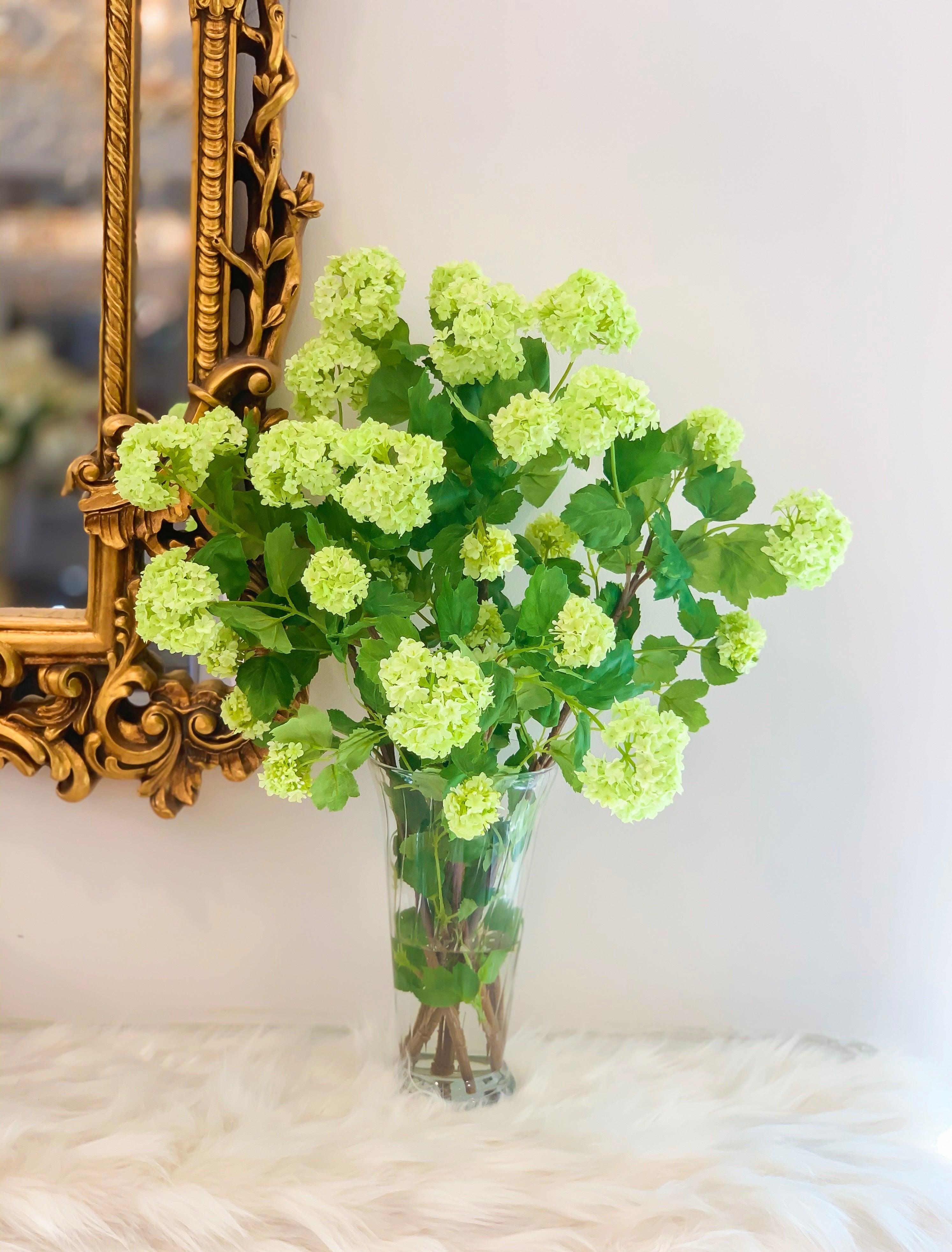 Silk Green Snowball Hydrangea Flower Arrangement - Flovery