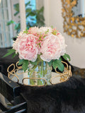 Real Touch Silk Floral Arrangement-Pink/Blush Pink Peonies Centerpiece- Real Touch Peonies Arrangement-Room Arrangement - Flovery