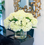 Large Real Touch White Hydrangea In Round Vase - Flovery