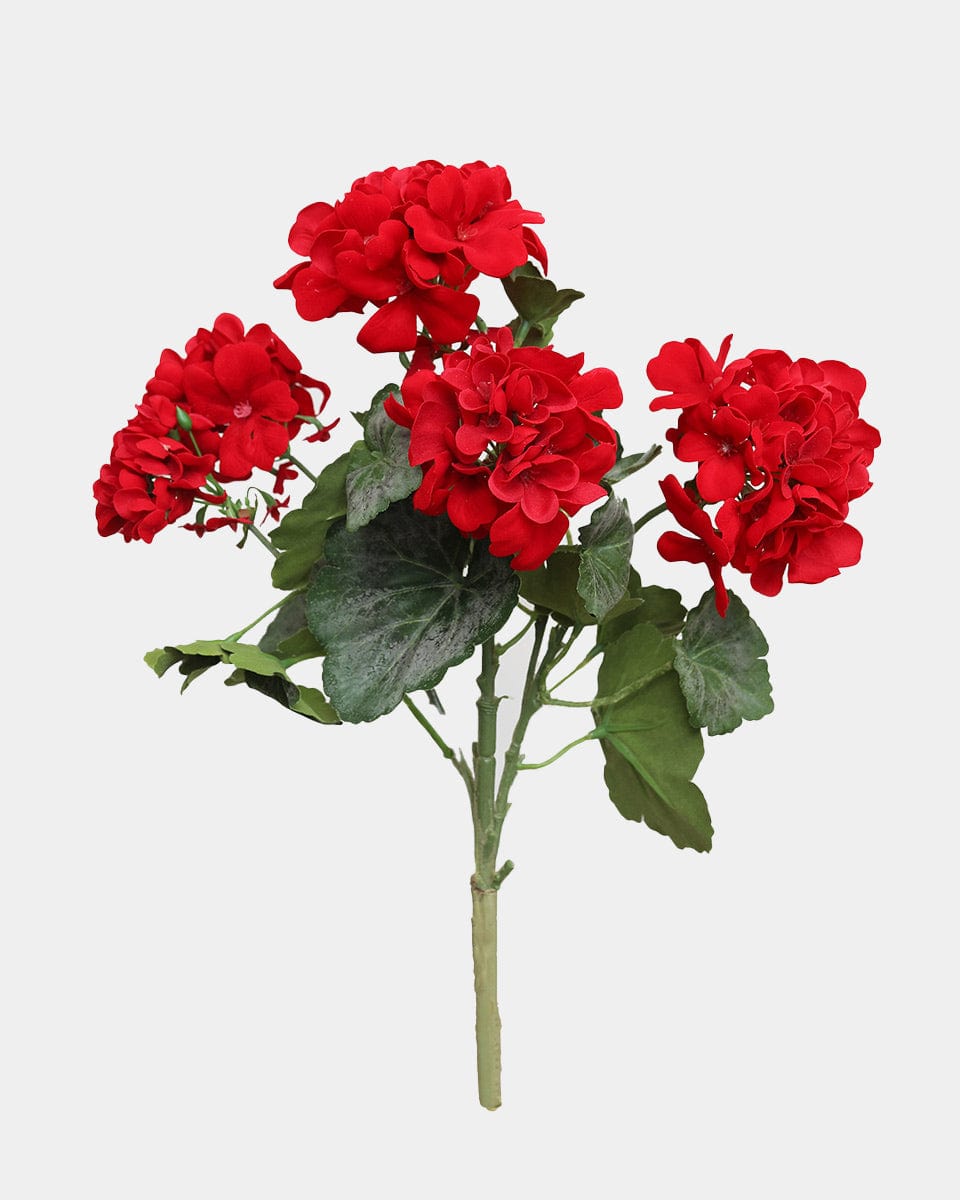 Red Artificial Geranium Bush 15" - 1