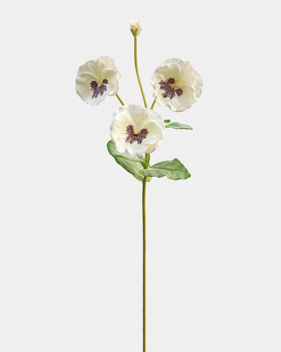 White Faux Pansy 21" - 1