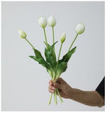 5 Real Touch Rubber Tulip Bundle - White