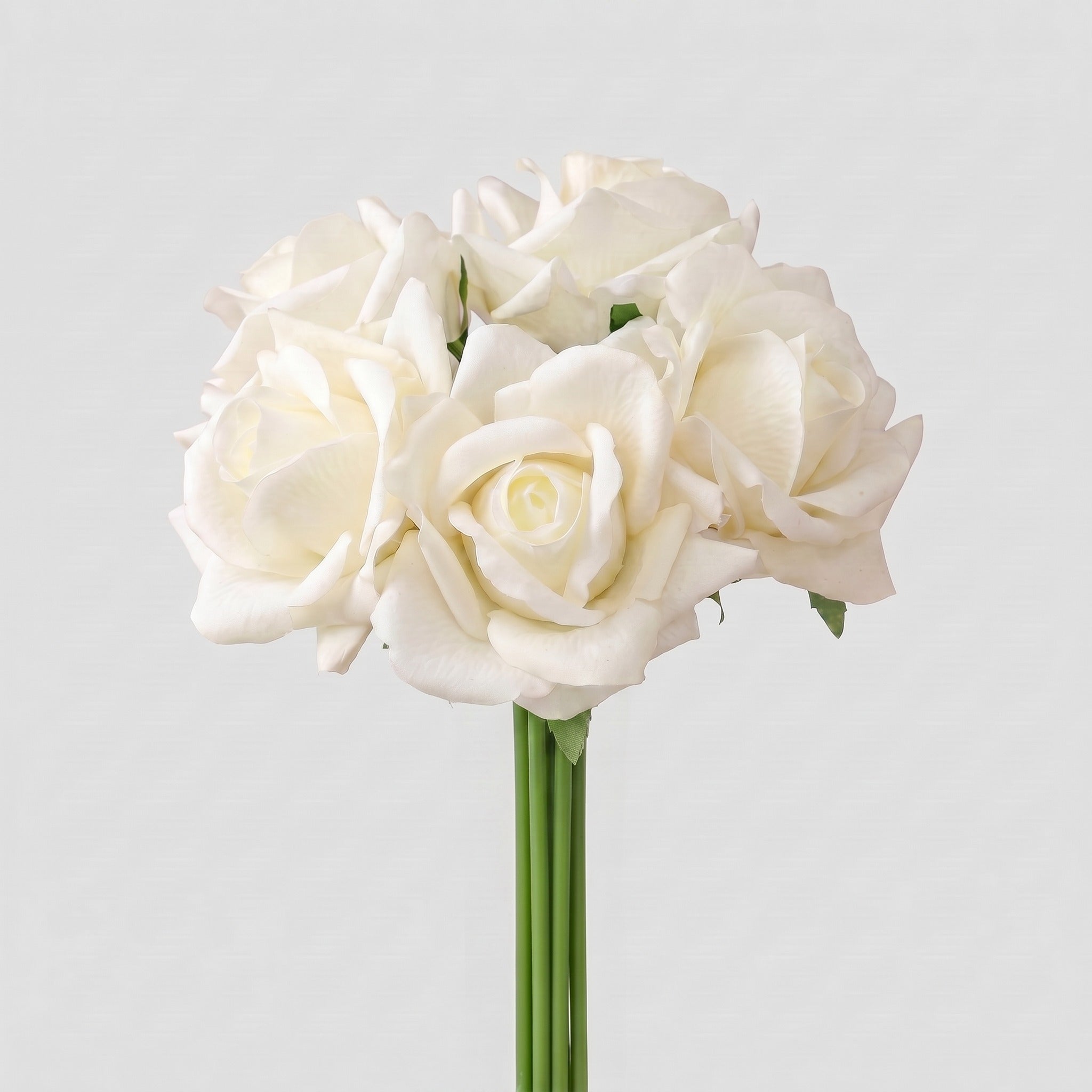 5 Real Touch Large Rose Bundle - White