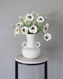 White Faux Pansy 21" - 2