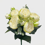21.5-in Silk Peony Stem Bundle - Green/White