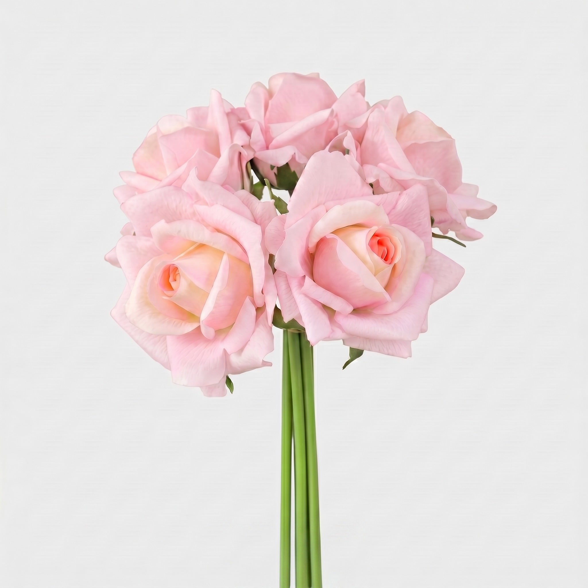 5 Real Touch Large Rose Bundle - Light Pink