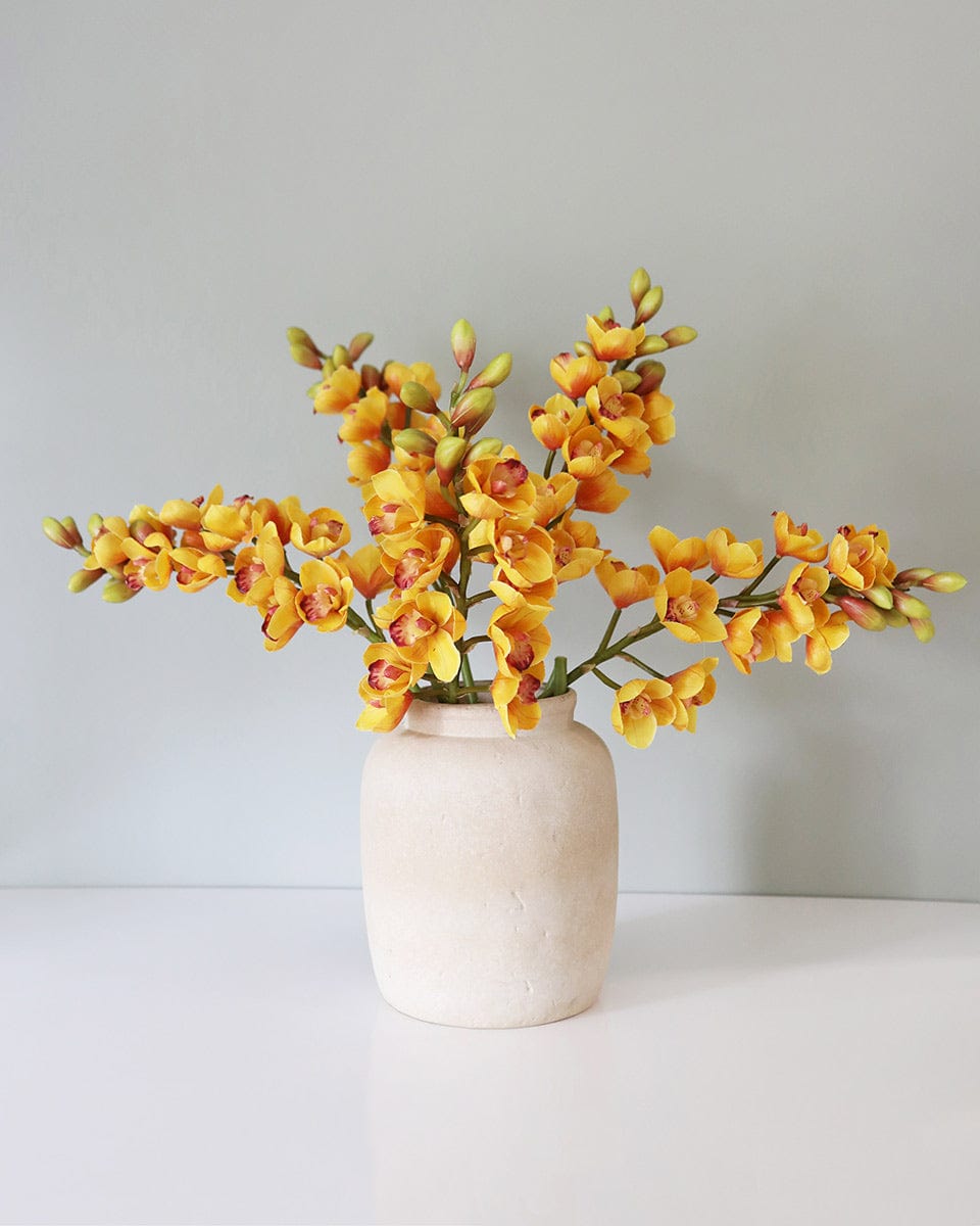Yellow Orange Cymbidium Orchid 33" - 2
