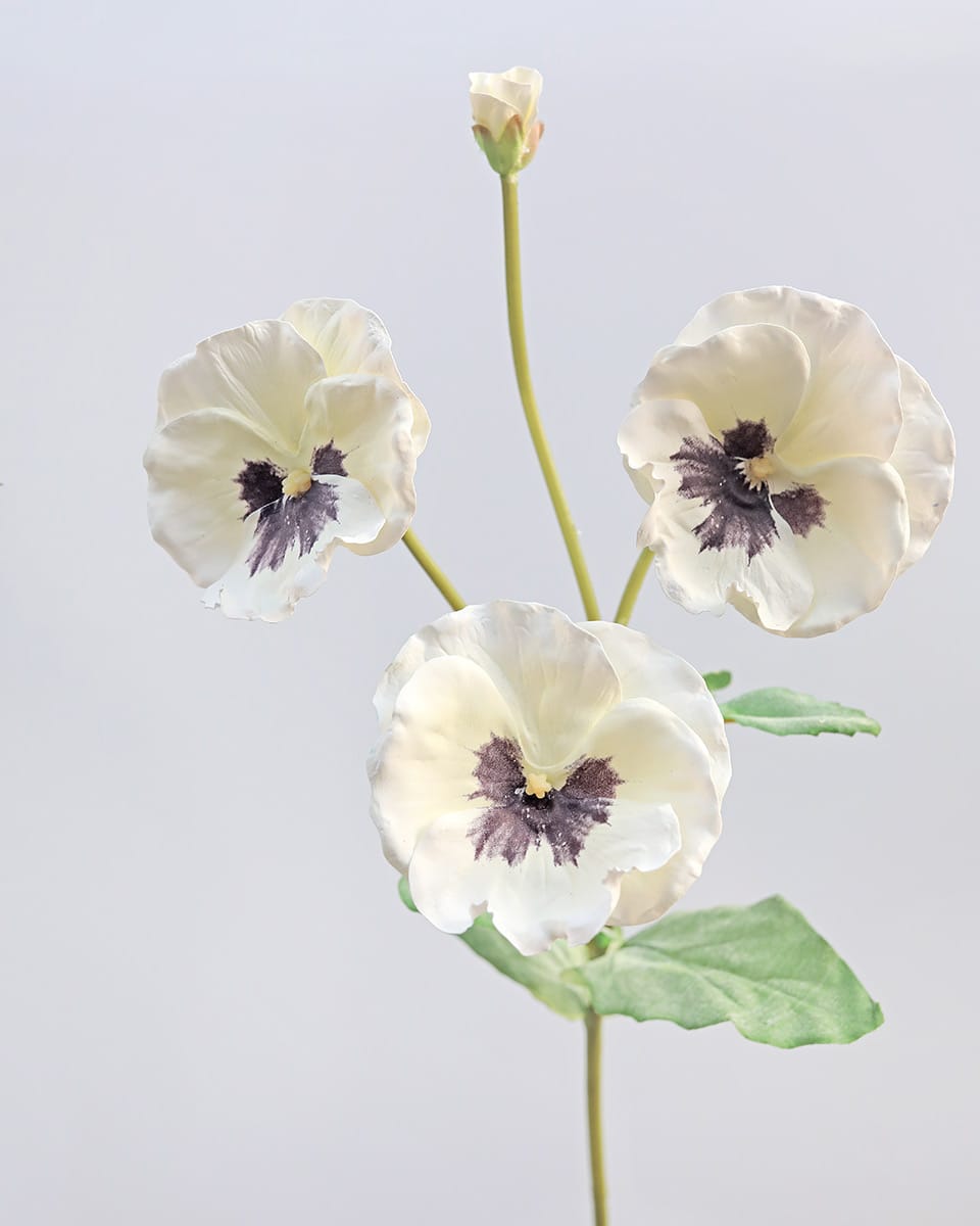 White Faux Pansy 21" - 3