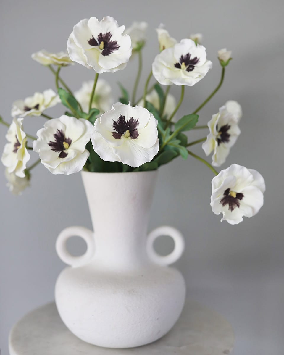 White Faux Pansy 21" - 4