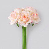 5 Real Touch Large Rose Bundle - Cream Pink