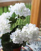 White Artificial Geranium Bush 15" - 3