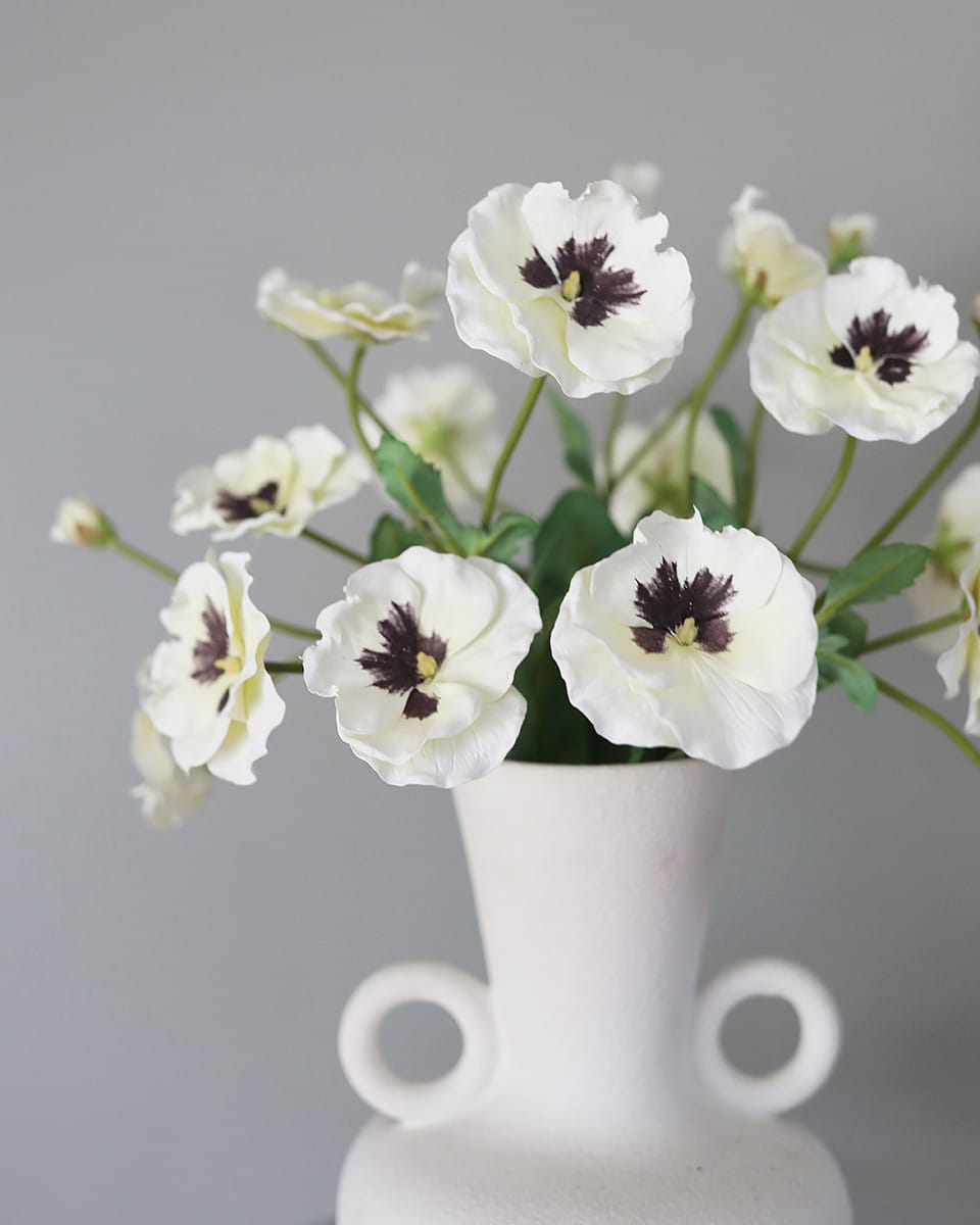White Faux Pansy 21" - 5