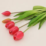 5 Real Touch Rubber Tulip Bundle - Dark Pink