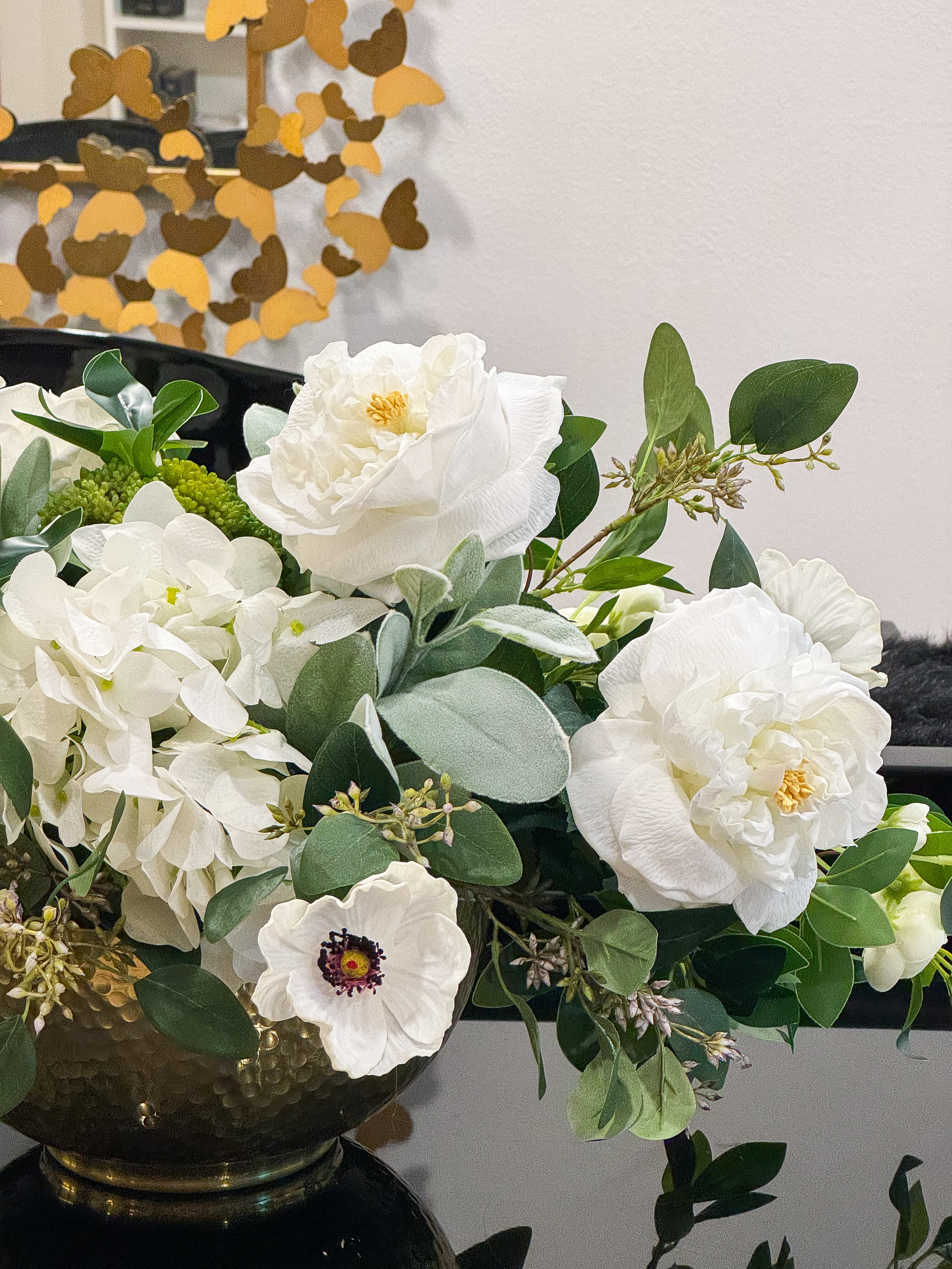 White French Style Real Touch Gold Vase Arrangement - Flovery