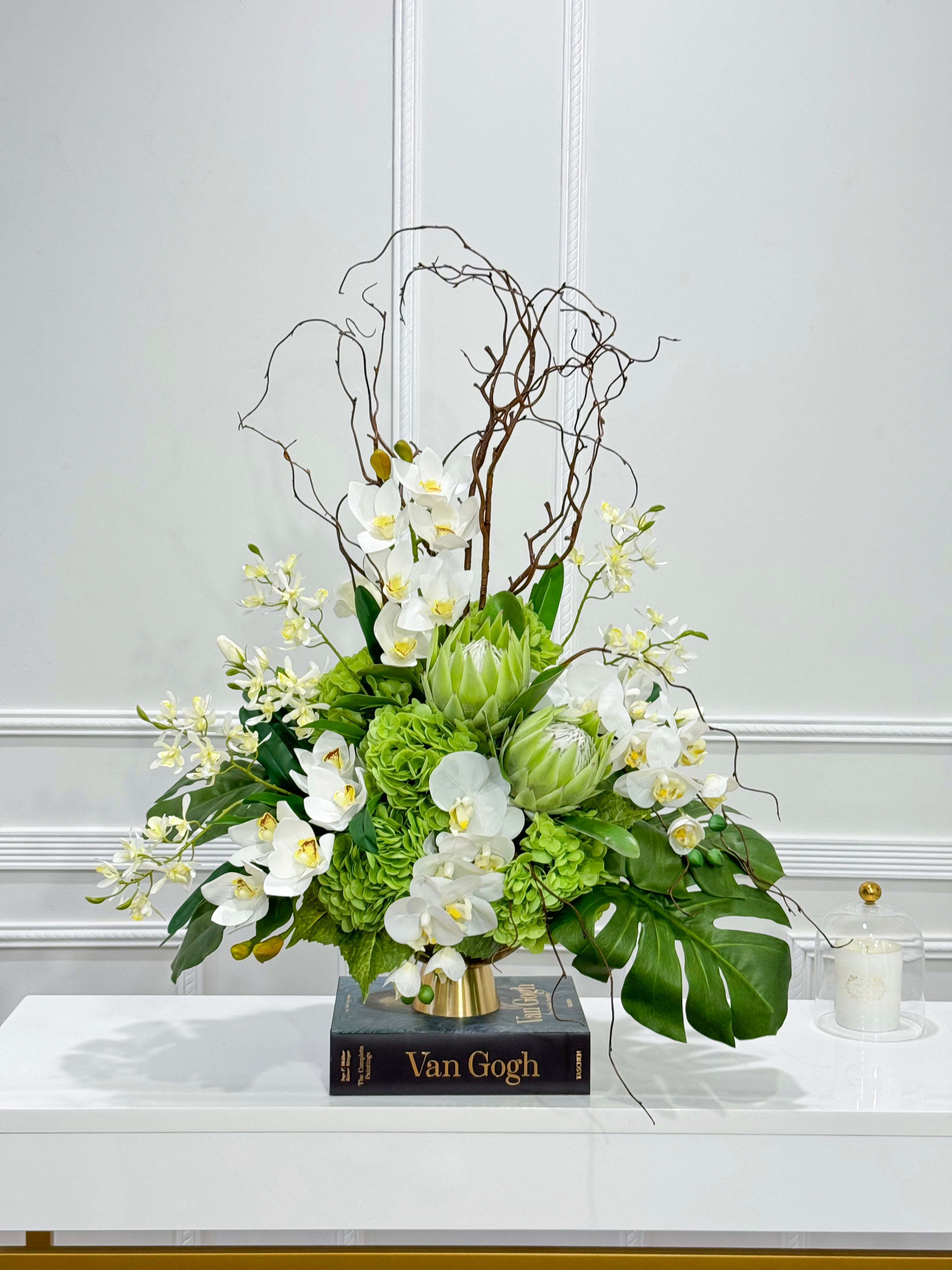 XXLarge Green/White Luxurious Real Touch Flower Arrangement-French Flowers Arrangement-Home Decor/Hotel/Building Decor Flowers Secondary image