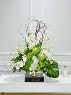XXLarge Green/White Luxurious Real Touch Flower Arrangement-French Flowers Arrangement-Home Decor/Hotel/Building Decor Flowers - Flovery