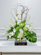 XXLarge Green/White Luxurious Real Touch Flower Arrangement-French Flowers Arrangement-Home Decor/Hotel/Building Decor Flowers - Flovery