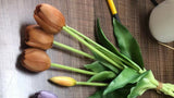 5 Real Touch Rubber Tulip Bundle - Coffee