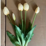 5 Real Touch Rubber Tulip Bundle - Autumn White