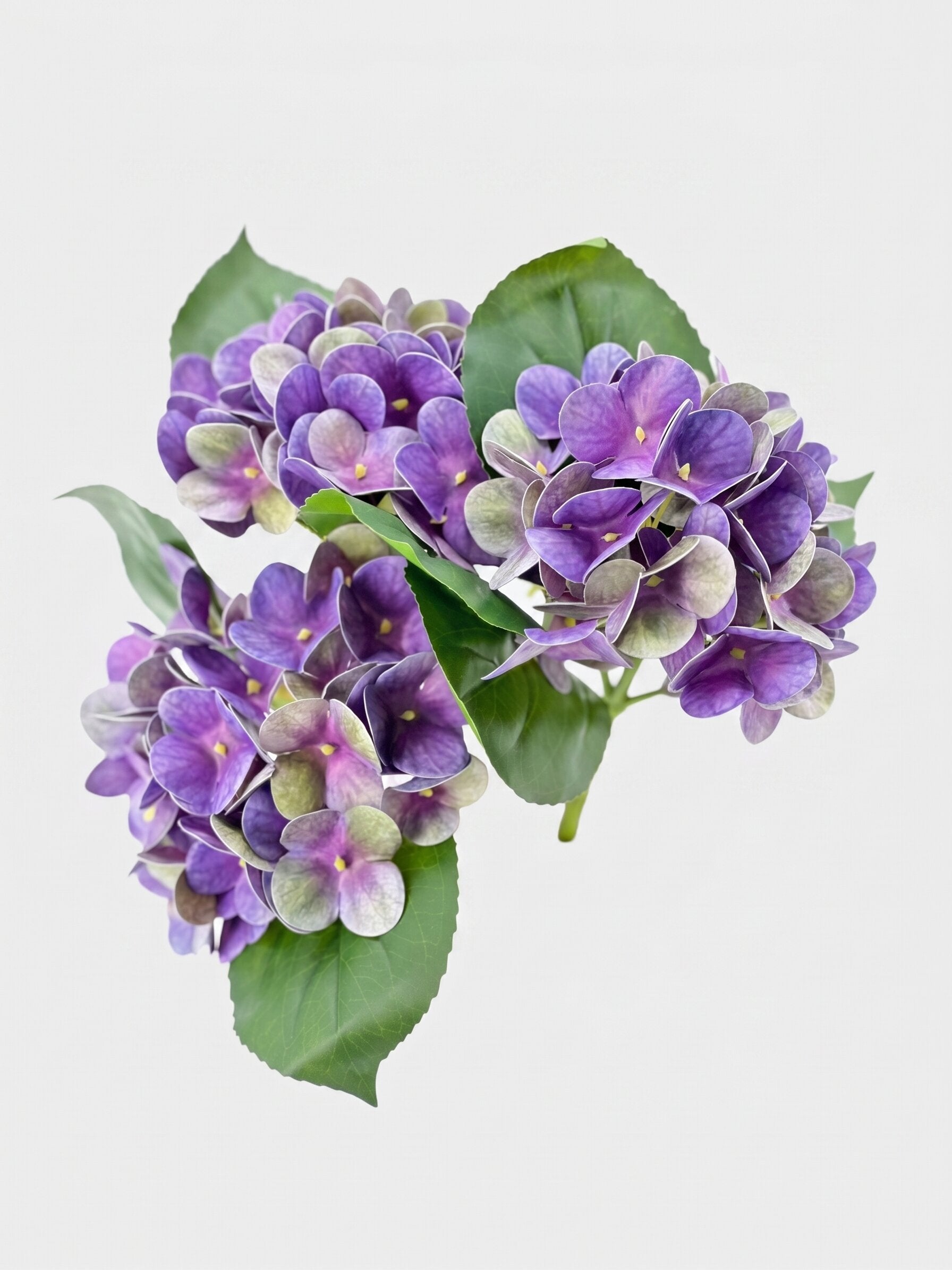 Real Touch Hydrangea Stem, Lifelike Faux Hydrangea Cluster - Purple