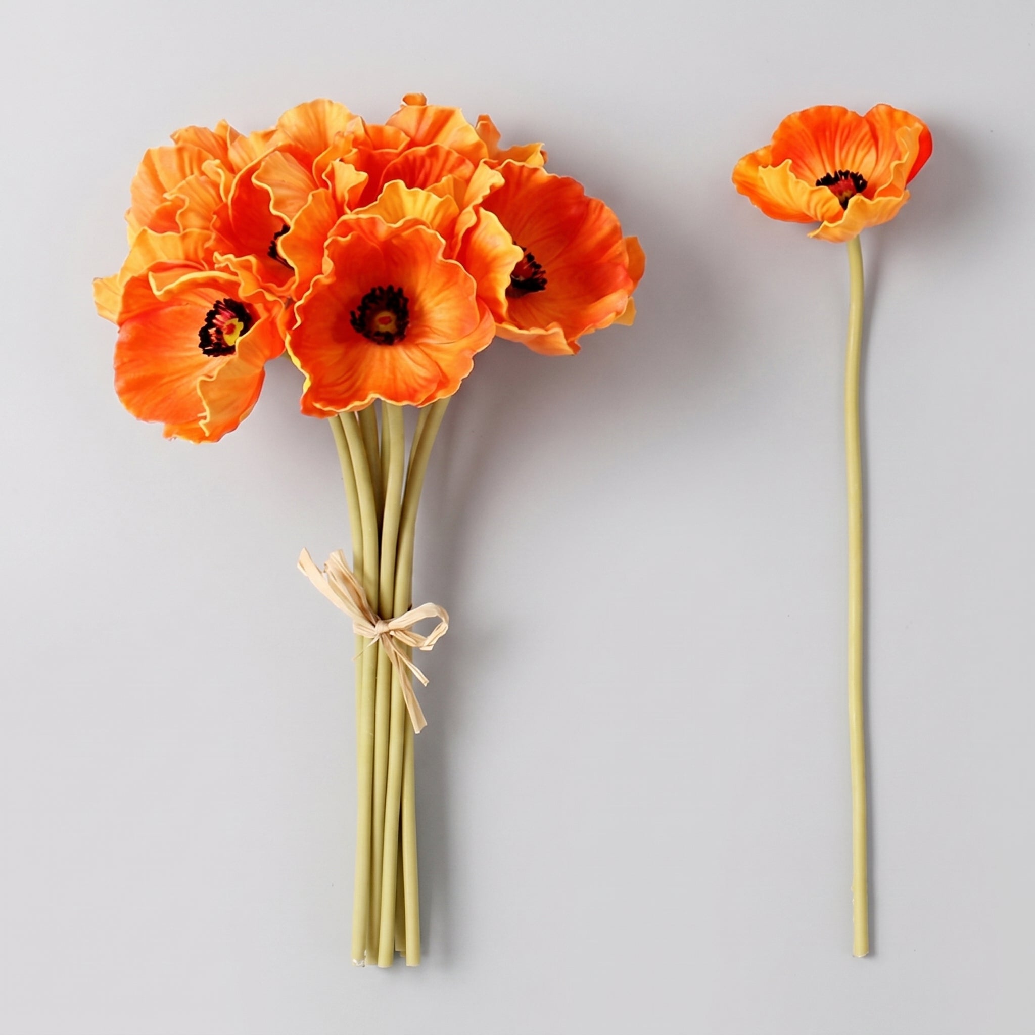 Real Touch Poppy Anemone Bundle | 10-Stem Faux Floral 13.78" - Orange (extra)