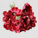 Real Touch Poppy Anemone Bundle | 10-Stem Faux Floral 13.78" - Wine