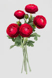 Ranunculus Stem | Realistic Faux Floral with Bud Spray - Red (extra)