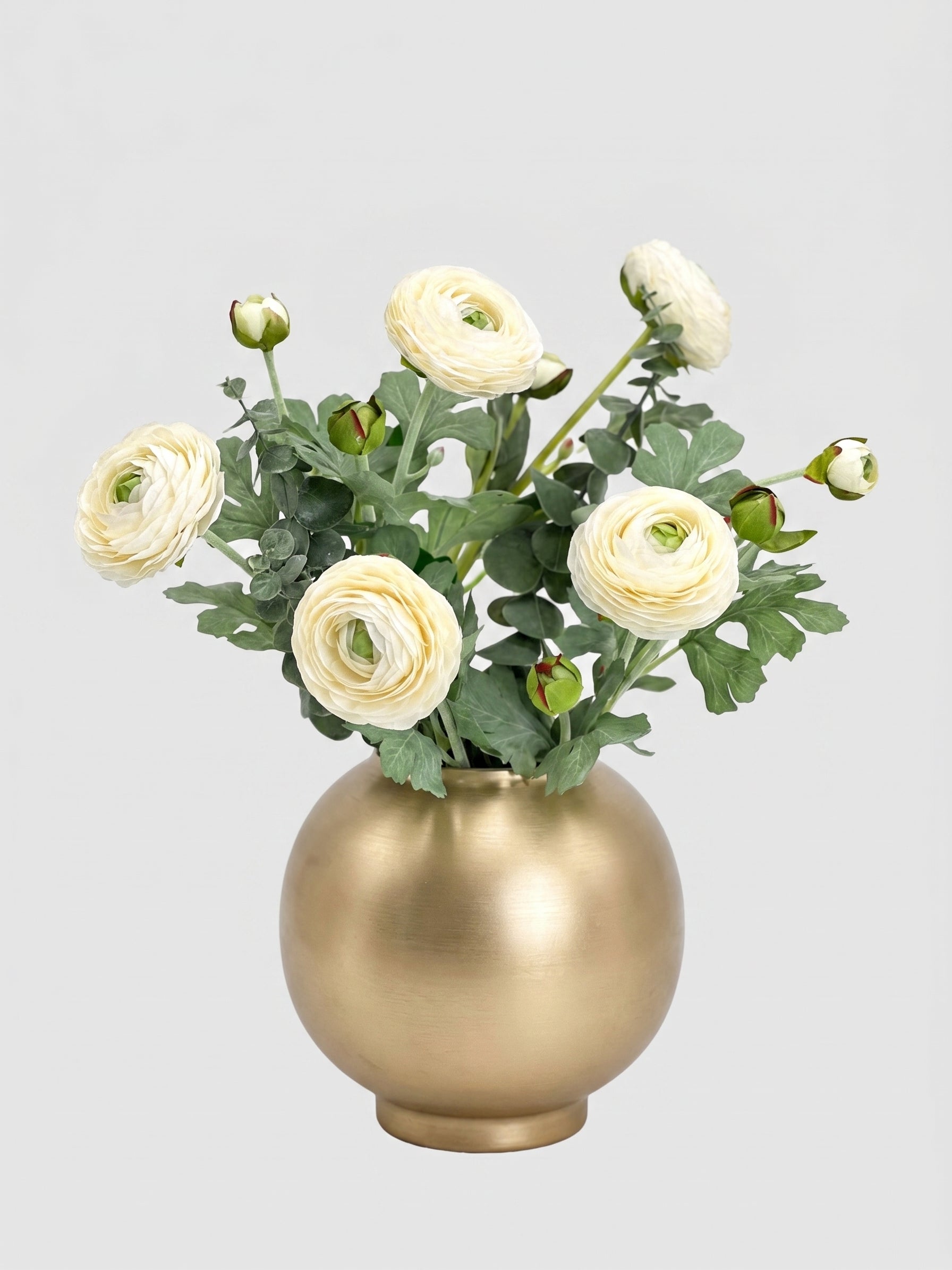 Ranunculus Stem | Realistic Faux Floral with Bud Spray - Cream White (extra)