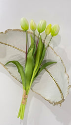 16-in Real Touch Tulip Stem Bundle of 5 - Off White Ombre