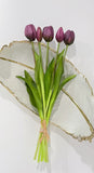 16-in Real Touch Tulip Stem Bundle of 5 - Dark Purple