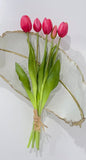 16-in Real Touch Tulip Stem Bundle of 5 - Magenta Rose Pink