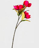 Real Touch Magnolia Stem 30", 3-Head Luxury Faux Magnolia - Red (extra)